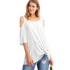 Off white women's casual shirt with laced shoulders. 