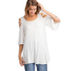 Women's off white women's casual shirt with laced shoulders. 