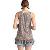 Backside of leopard print tunic tank top with ruffle. 