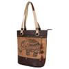 Upcycled Genuine Leather Elephant Tote Bag Purse front view