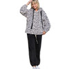 Leopard Print Modern Chic Sherpa Top with Hoodie front view