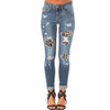 Distressed Jeans with Leopard Print Patch