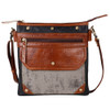 Genuine Leather and Canvas Crossbody Purse