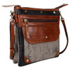 Genuine Leather and Canvas Crossbody Purse side view