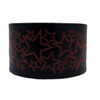 Black Genuine Leather Cuff Bracelet with Embossed Red Stars