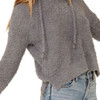 Grey Berber Fleece Long Sleeve Hooded Top front view