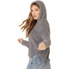 Grey Berber Fleece Long Sleeve Hooded Top side view