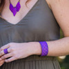 Copper Patina Bracelet - Fuchsia and Purple Diamonds - model view