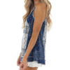 Navy Paisley Cotton Knit Tank Top side view