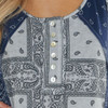 Navy Paisley Cotton Knit Tank Top button view