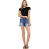 Judy Blue Mid Rise Side Slit Cut Off Shorts model view