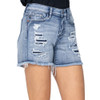 Judy Blue Patch Distressed Washout Cut Off Shorts front view