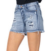 Judy Blue Patch Distressed Washout Cut Off Shorts side view