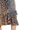 Animal Mixed Print Open Front Long Kimono Vest ruffle view