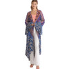 umgee Mixed Floral Print Open Front Bell Sleeve Kimono