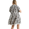 umgee Animal Print Tiered Dress with Frayed Hem back view