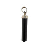 Sideview of bale Black Tourmaline point sterling silver pendant. 