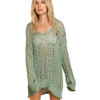 POL Clothing Powder Green Thin Knit Tunic Sweater front view