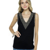 Vocal Apparel Studded Black Tank Top front view