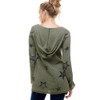 T-Party Olive Green Star Print Long Sleeve Hoodie Top back view