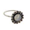 Flower design Moonstone sterling silver ring. 