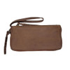 Backside of cognac brown soft leather wallet.  