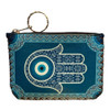 Evil Eye Hamsa Hand Zippered Coin Purse key ring attachment view