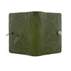 Cover of green leather dragonfly journal. 