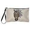 Tribal Horse Head Zippered Linen Pouch Wristlet