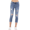 Judy Blue Mid Rise Destroyed Capri Jeans