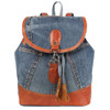Upcycled Denim and Leather Backpack Purse