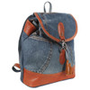 Upcycled Denim and Leather Backpack Purse side view