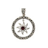 Garnet sun sterling silver pendant. 