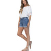 Judy Blue Mid Rise Classic Cuffed Denim Shorts model view