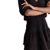 Z Supply Stella Mini Dress Solid Black tiered smocked waist view