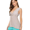 Pol Clothing Romantic Taupe Flowy Babydoll Top