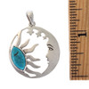 Size of Blue Turquoise sun and moon sterling silver pendant. 