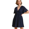 umgee Navy Blue Swiss Dot Smocked Waist Short Dress