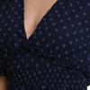 umgee Navy Blue Swiss Dot Smocked Waist Short Dress neckline view