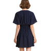 umgee Navy Blue Swiss Dot Smocked Waist Short Dress back view