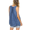 POL Clothing Blue Babydoll Tank Top with Lace Up Back Tie back view