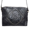 Frontside charcoal boho mandala design leather purse.  