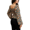 Blu Pepper MINE Floral Hunter Green Long Sleeve Top back view