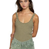 POL Clothing Olive Stud Ribbed Tank Top