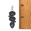 Size of Mystic Topaz and Amethyst sterling silver pendant. 
