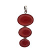 Three stone red Coral sterling silver pendant. 