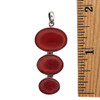 Size of three stone red Coral sterling silver pendant. 