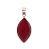 Marquis shape red Coral sterling silver pendant. 