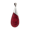 Long teardrop shaped red Coral sterling silver pendant. 