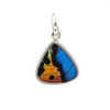 Morpho Ripheus butterfly wing sterling silver pendant. 